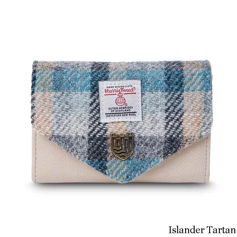 B40251 ISLANDER TARTAN Colour Handwoven Small Women's Harris Tweed Wallet Gaelsong