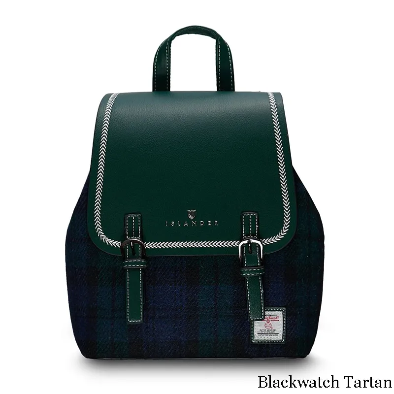 B40252 BLACKWATCH TARTAN Colour Ladies Harris Tweed Jura Backpack Gaelsong