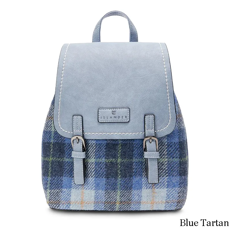 B40252 BLUE TARTAN Colour Ladies Harris Tweed Jura Backpack Gaelsong