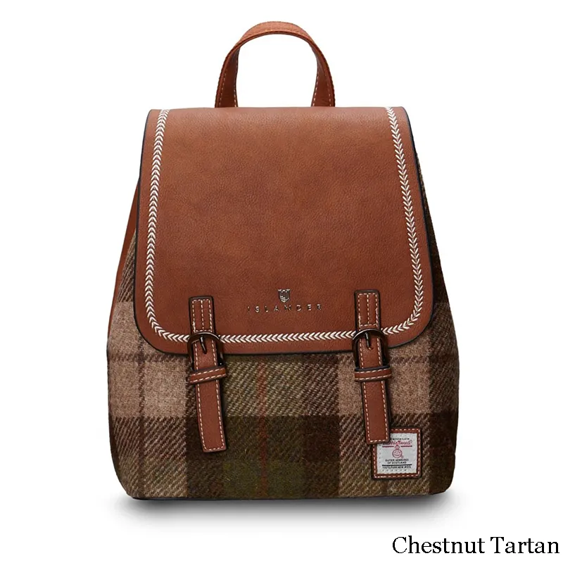B40252 CHESTNUT TARTAN Colour Ladies Harris Tweed Jura Backpack Gaelsong