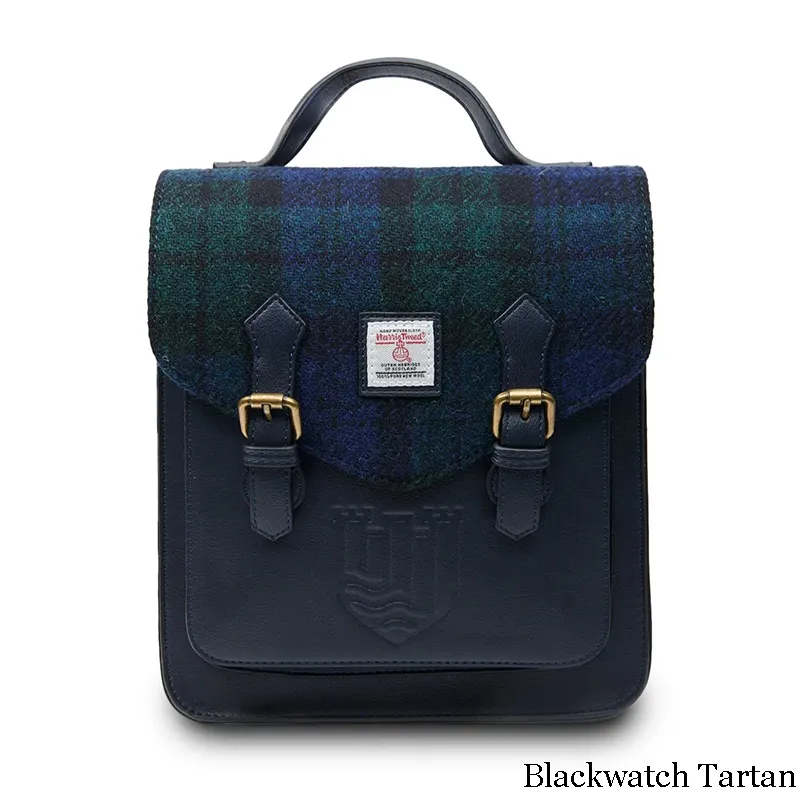 B40255 BLACKWATCH TARTAN Colour  Ladies Handwoven Scottish Harris Tweed Backpack Gaelsong