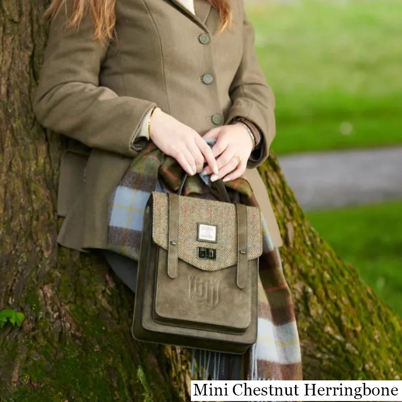 B40256 MINI CHESTNUT HERRINGBONE Colour Authentic Harris Tweed Highland Backpack Gaelsong
