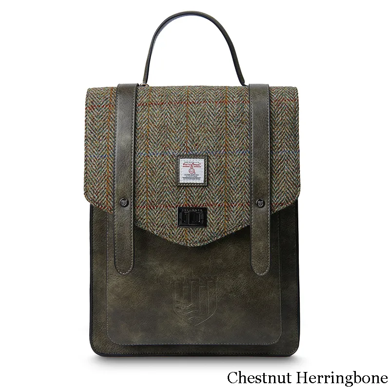 B40256 CHESTNUT HERRINGBONE Colour Authentic Harris Tweed Highland Backpack Gaelsong