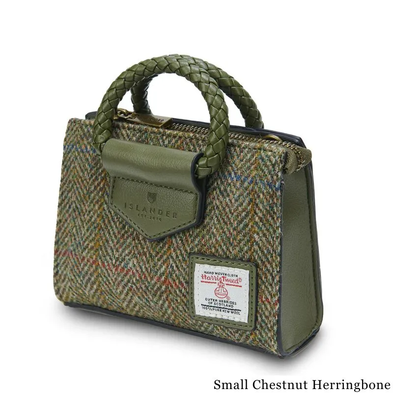 B40257 SMALL CHESTNUT HERRINGBONE Colour Handcrafted Harris Tweed Midi Tote Bag Gaelsong