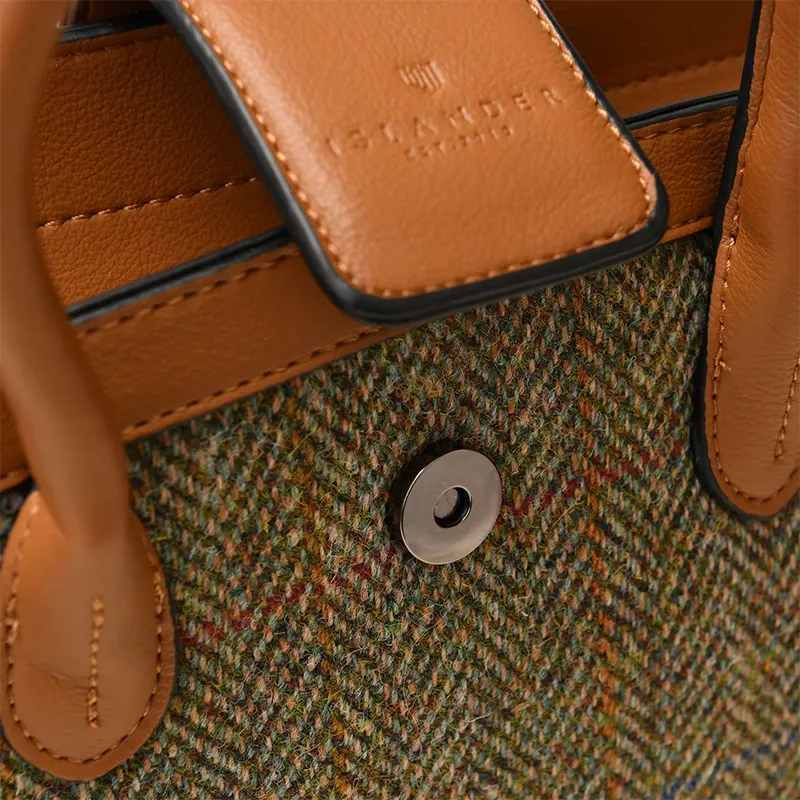 B40258 CHESTNUT HRB Authentic Harris Tweed Small Tote Bag Magnetic Closure Gaelsong