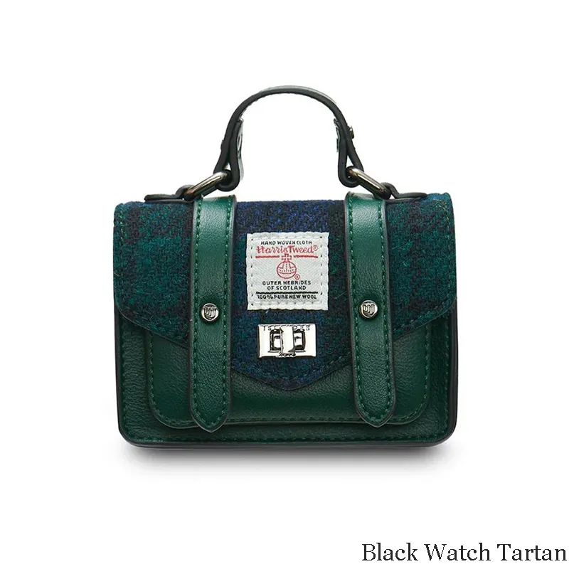 B40259 BLACK WATCH Colour Genuine Harris Tweed Small Satchel Gaelsong