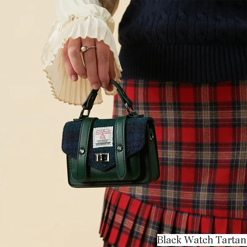 B40259 BLACK WATCH Colour Genuine Harris Tweed Small Satchel Lifestyle Gaelsong