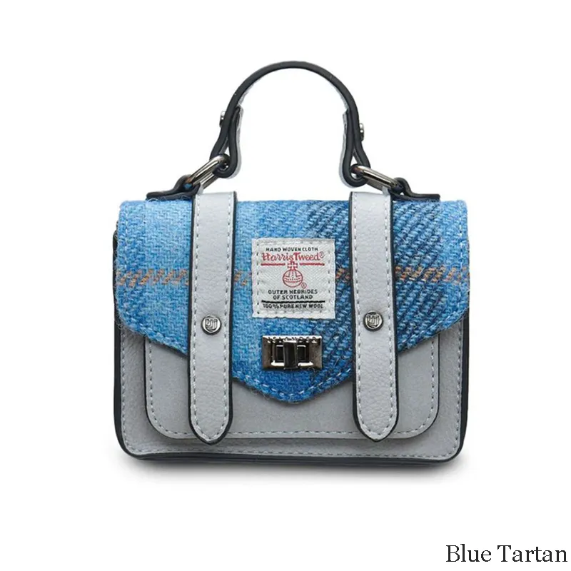 B40259 BLUE Colour Genuine Harris Tweed Small Satchel Gaelsong