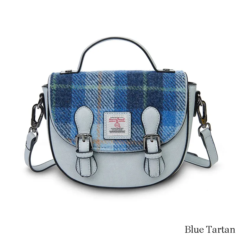 B40261 BLUE Colour Handcrafted Harris Tweed Women's Satchel Purse Gaelsong