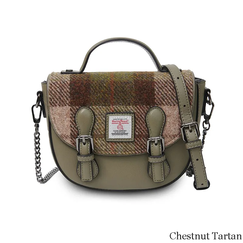 B40261 CHESTNUT Colour Handcrafted Harris Tweed Women's Satchel Purse Gaelsong