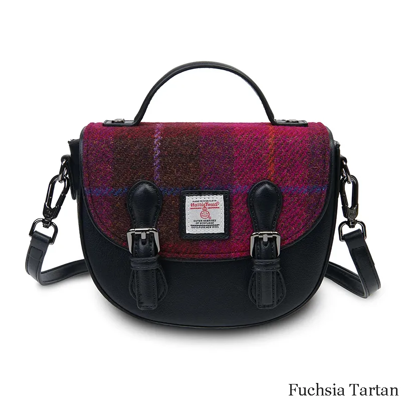 B40261 FUCHSIA Colour Handcrafted Harris Tweed Women's Satchel Purse Gaelsong