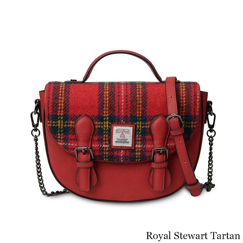 B40262 MEDIUM ROYAL STEWART Colour Scottish Handwoven Harris Tweed Shoulder Bag Gaelsong