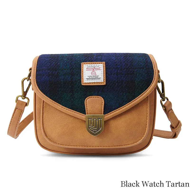 B40265 BLACK WATCH Colour Authentic Handwoven Harris Tweed Saddle Bag Gaelsong