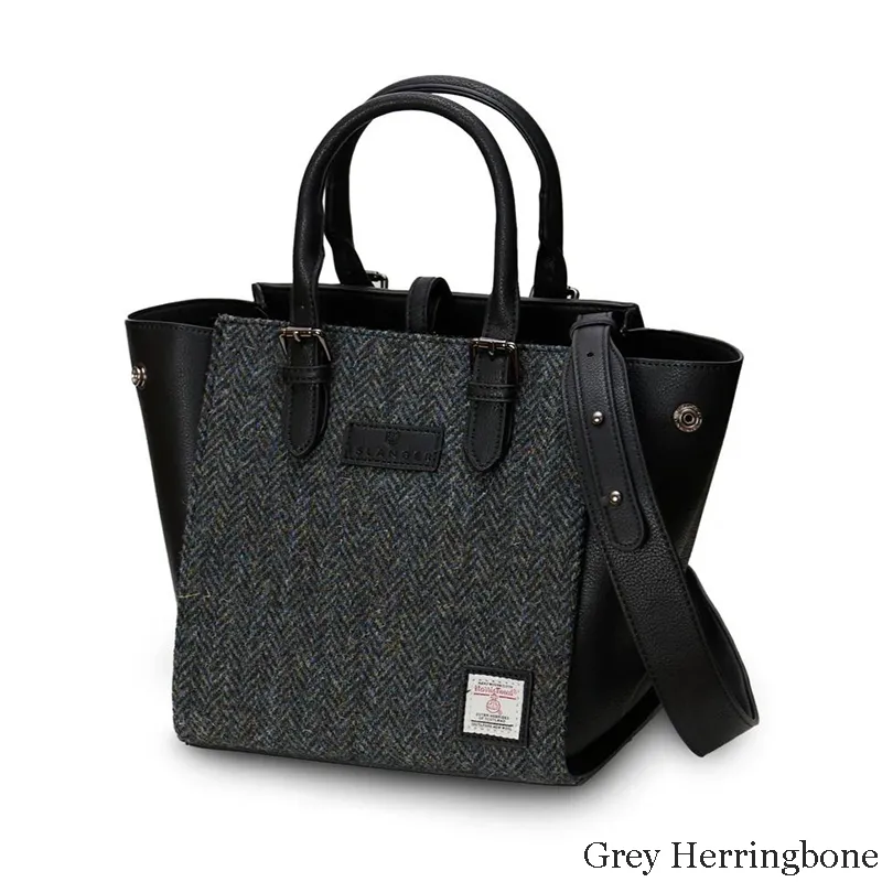 B40266 MEDIUM GREY HERRINGBONE Colour Handcrafted Harris Tweed Callie Tote Bag Gaelsong