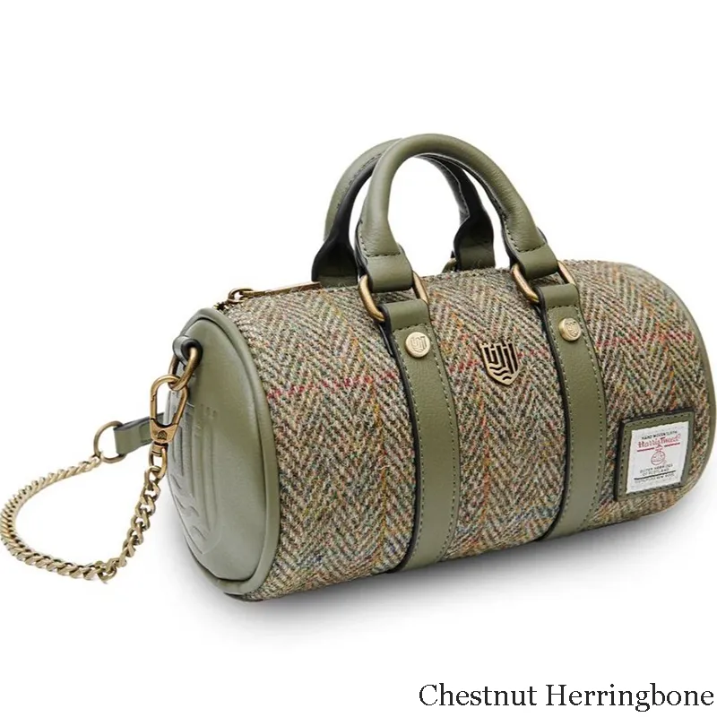 B40267 CHESNUT HERRINGBONE Colour Handwoven Harris Tweed Duffle Bag Gaelsong