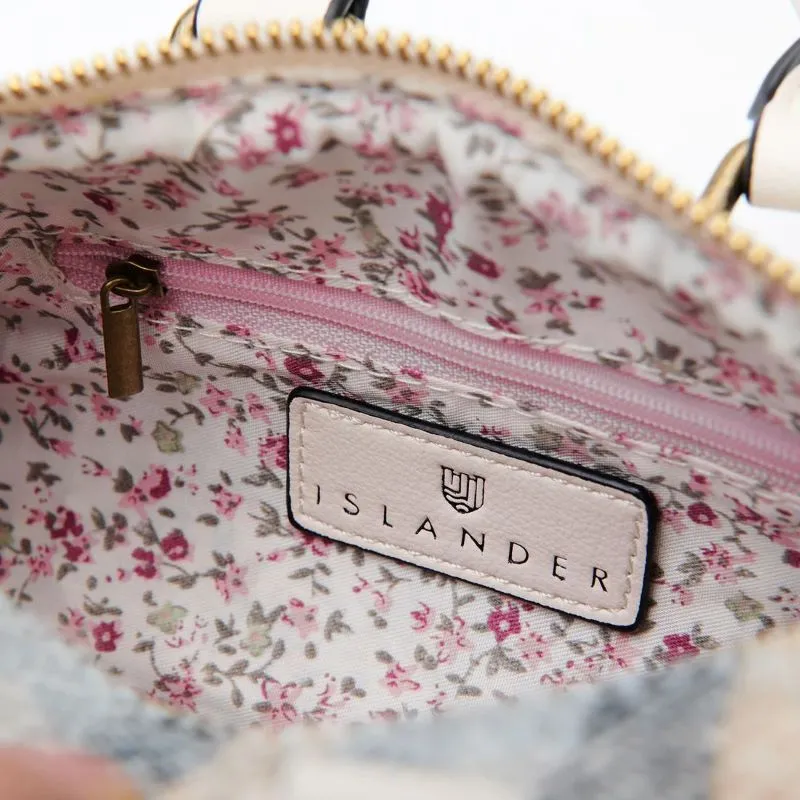 B40267 PINK BLUE Colour Handwoven Harris Tweed Duffle Bag Inside Pocket Gaelsong