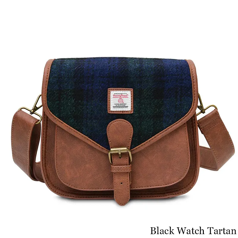 B40268 Black Watch Colour Handcrafted Harris Tweed Saddle Bag Gaelsong