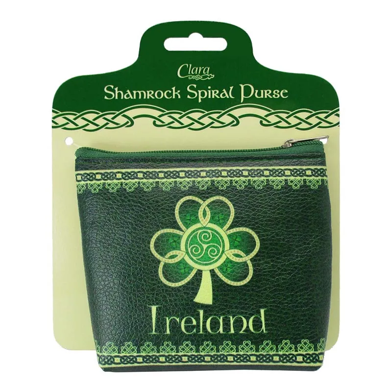B40269 SHAMROCK Irish Style Zip Coin Purse Packaging Gaelsong