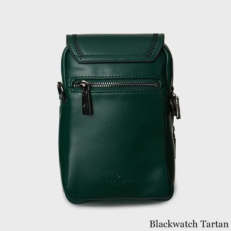 B40273 BLACKWATCH TARTAN Colour Handmade Ladies Harris Tweed Crossbody Bag- Mini Back Side View Gaelsong