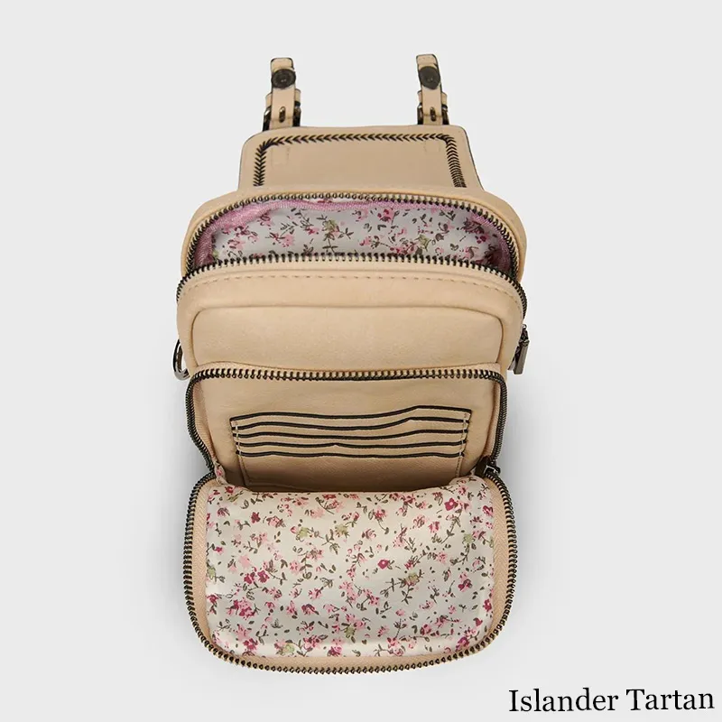 B40273 ISLANDER TARTAN Colour Handmade Ladies Harris Tweed Crossbody Bag- Mini nside View Gaelsong