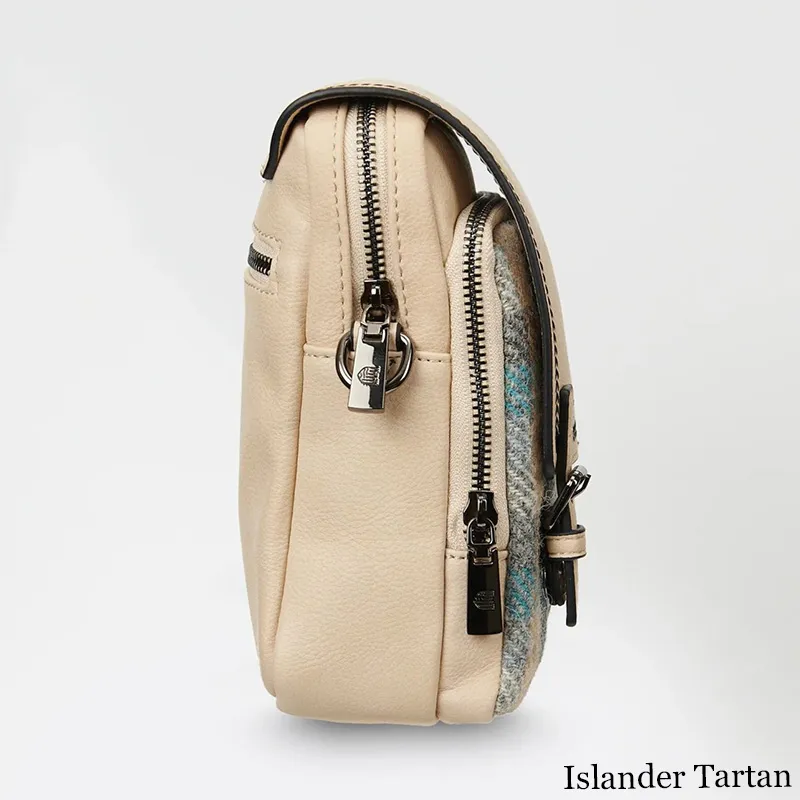 B40273 ISLANDER TARTAN Colour Handmade Ladies Harris Tweed Crossbody Bag- Mini Side View Gaelsong