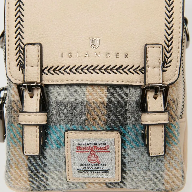 B40273 ISLANDER TARTAN Colour Handmade Ladies Harris Tweed Crossbody Bag- Mini Closeup View Gaelsong