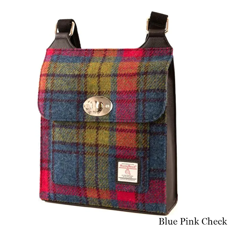B40274 BLUE PINK CHECK Colour Authentic Harris Tweed Purse for Ladies Gaelsong
