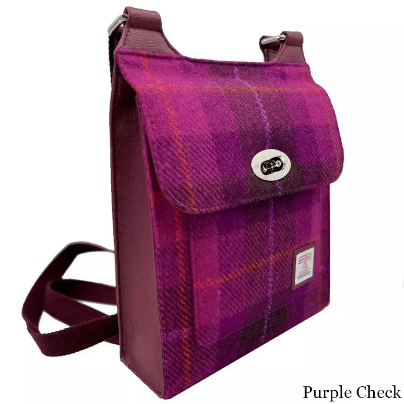 B40274 PURPLE CHECK Colour Authentic Harris Tweed Purse for Ladies Gaelsong