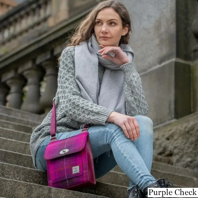 B40274 PURPLE CHECK Colour Authentic Harris Tweed Purse for Ladies Lifestyle Gaelsong