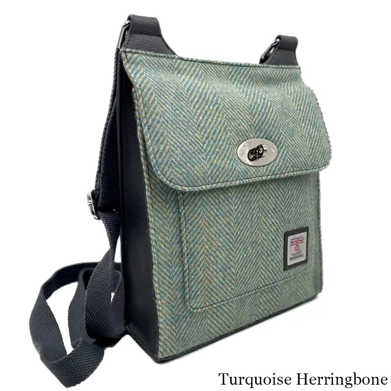 B40274 TURQUOISE HERRINGBONE Colour Authentic Harris Tweed Purse for Ladies Gaelsong