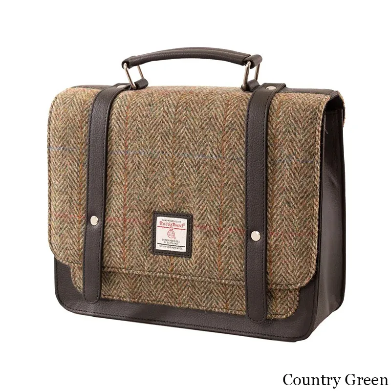 B40275 COUNTRY GREEN Colour Handcrafted Mini Harris Tweed Messenger Bag Gaelsong