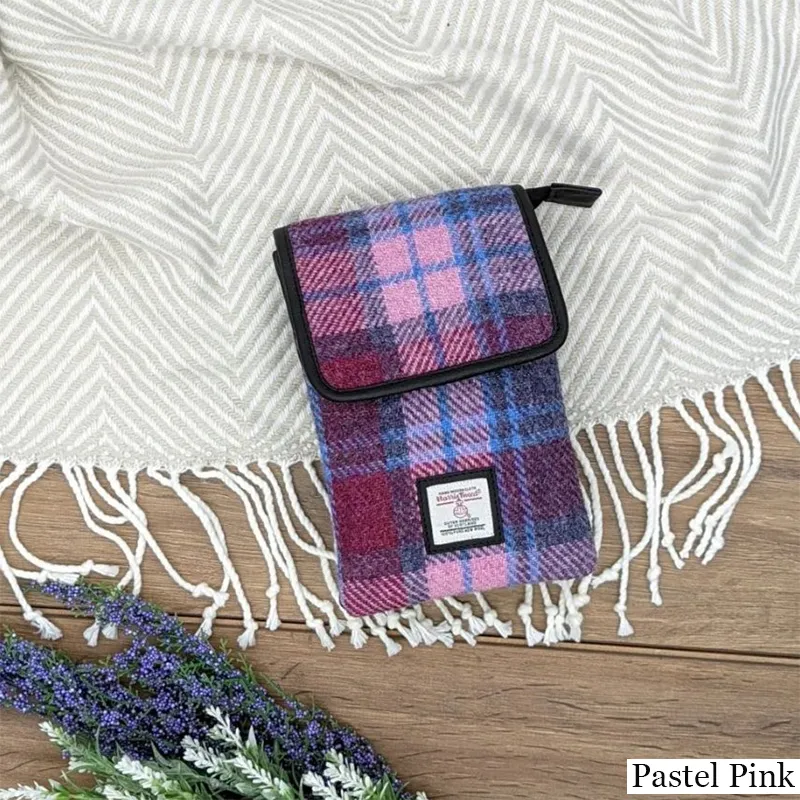 B40277 PASTEL PINK Colour Women's Harris Tweed Mini Crossbody Bag Lifestyle View Gaelsong