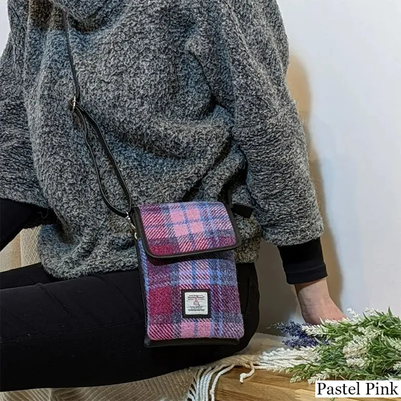 B40277 PASTEL PINK Colour Women's Harris Tweed Mini Crossbody Bag Lifestyle Gaelsong
