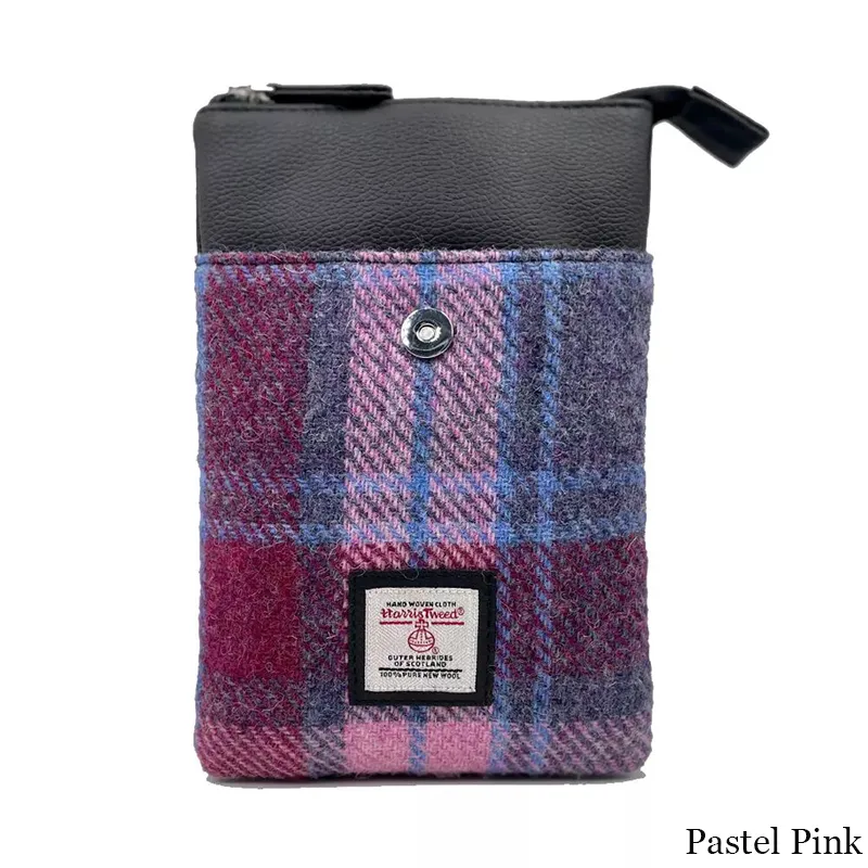 B40277 PASTEL PINK Colour Women's Harris Tweed Mini Crossbody Bag Open Frotn  View Gaelsong