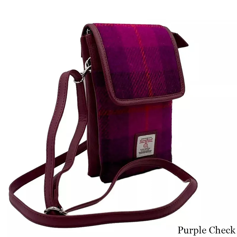 B40277 PURPLE CHECK Colour Women's Harris Tweed Mini Crossbody Bag Gaelsong