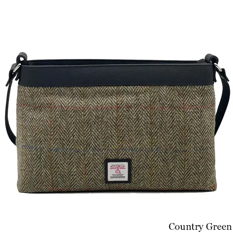 B40278 COUNTRY GREEN Colour Ladies Large Harris Tweed Square Shoulder Bag Gaelsong