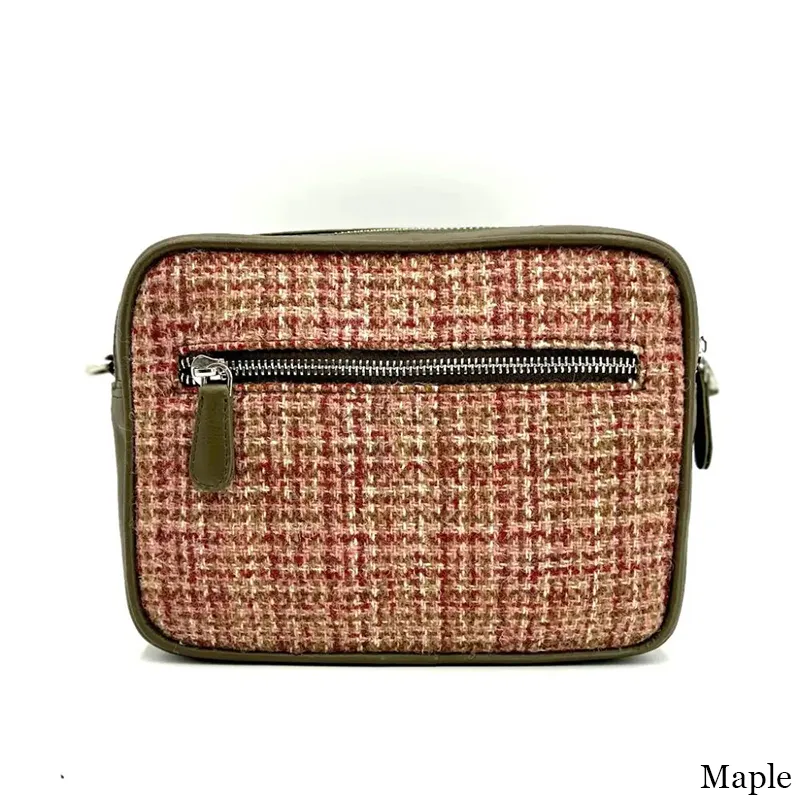 B40280 MAPLE Colour Genuine Harris Tweed Camera Bag Back Side View Gaelsong