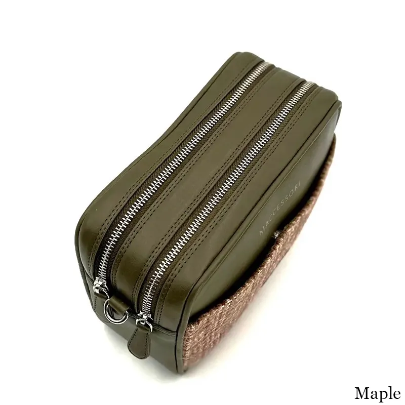 B40280 MAPLE Colour Genuine Harris Tweed Camera Bag Pockets View Gaelsong