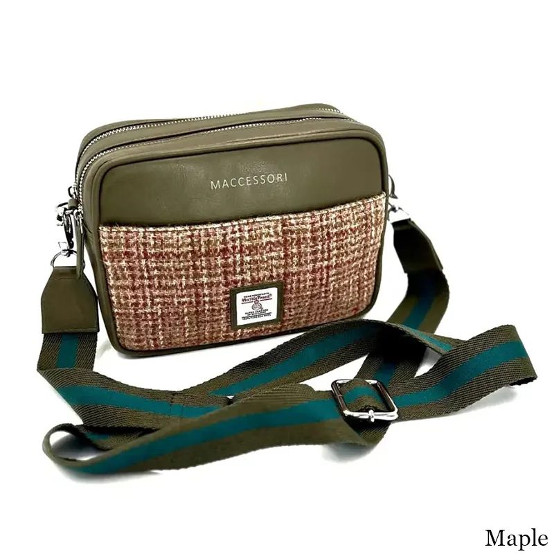 B40280 MAPLE Colour Genuine Harris Tweed Camera Bag with Strap View Gaelsong