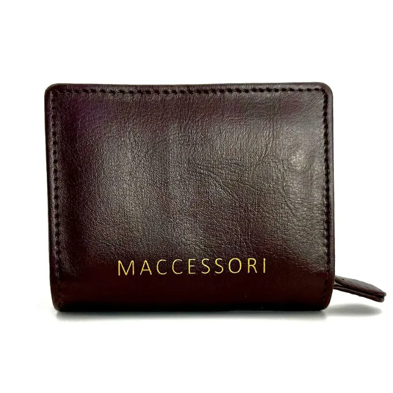 B40282 BLUE BROWN CHECK Colour Handcrafted Harris Tweed Trifold Wallet Back Side View Gaelsong