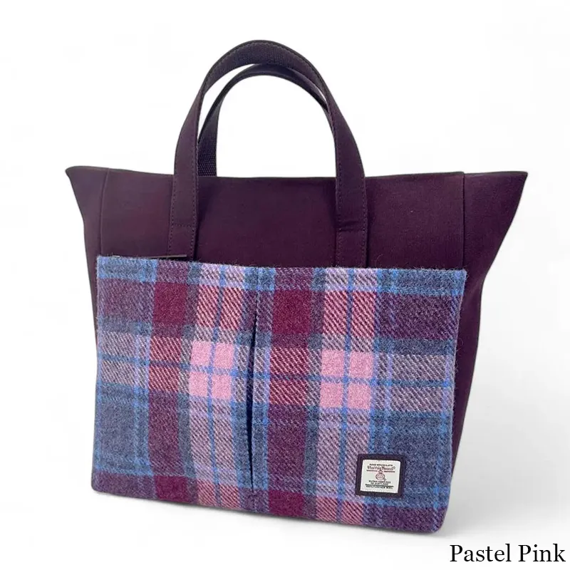 B40282 PASTEL PINK Colour Large Handcrafted Harris Tweed Travel Bag Gaelsong