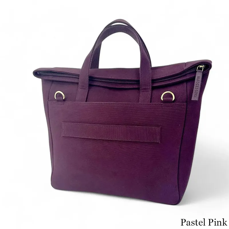 B40282 PASTEL PINK Colour Large Handcrafted Harris Tweed Travel Bag Back Side Gaelsong