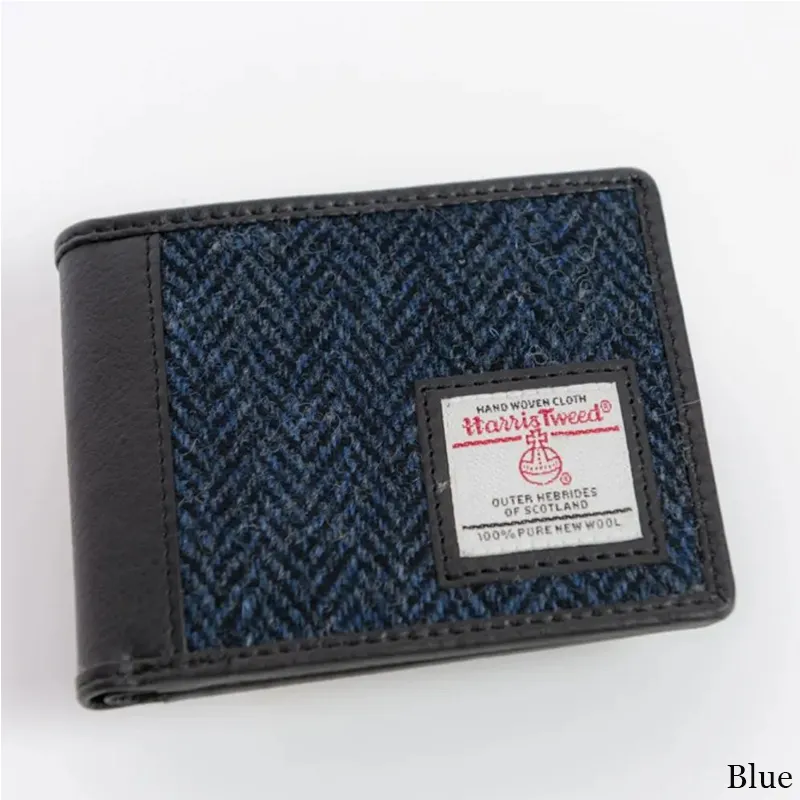 B40287 BLUE Colour Genuine Harris Tweed Bifold Wallet for Men Lifestyle Gaelsong
