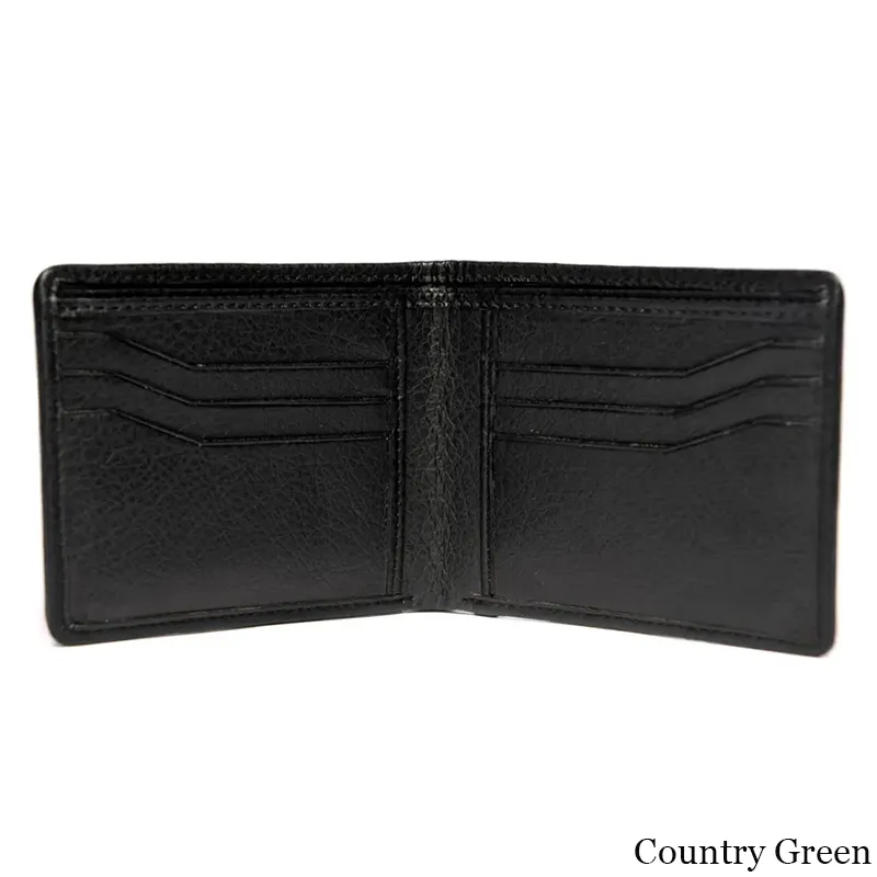 B40287 COUNTRY GREEN Colour Genuine Harris Tweed Bifold Wallet for Men Open View Gaelsong