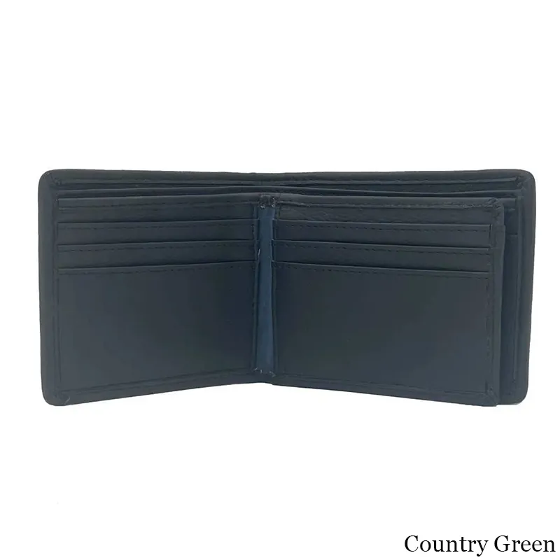 B40288 COUNTRY GREEN Colour Harris Tweed Trifold Wallet With Coin Pocket Compartments View Gaelsong