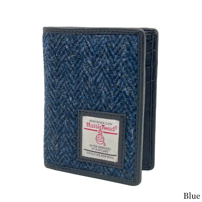 B40291 BLUE Colour Harris Tweed Slim Card Holder Gaelsong