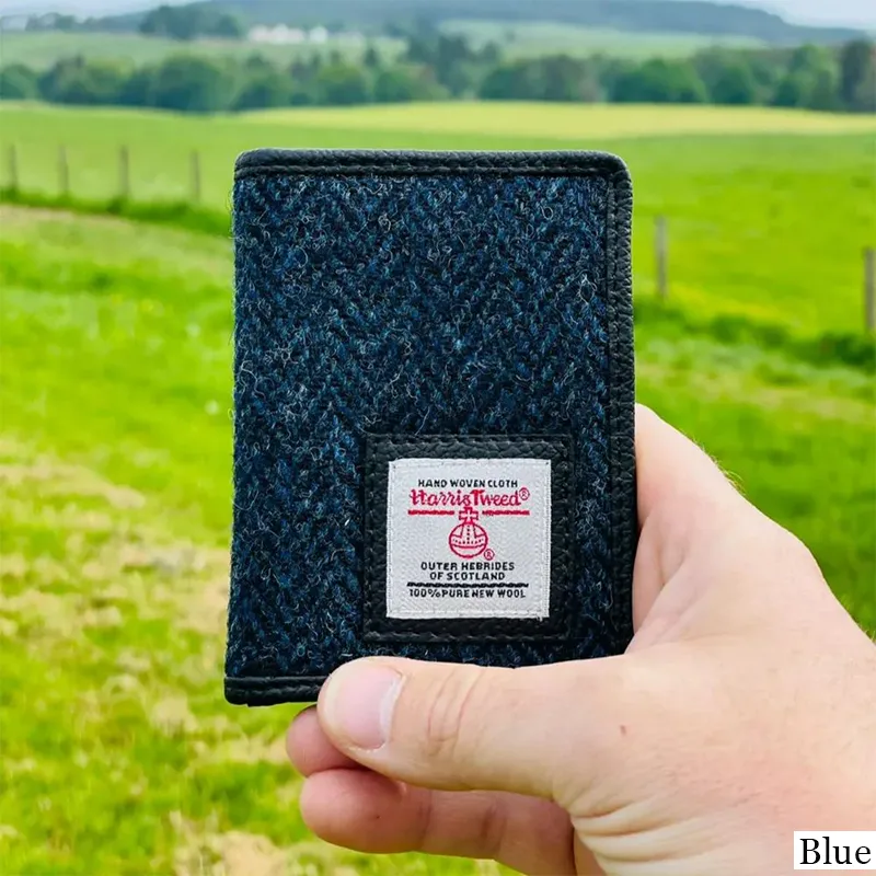 B40291 BLUE Colour Harris Tweed Slim Card Holder Lifestyle Gaelsong