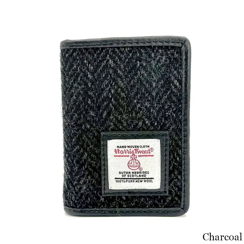 B40291 CHARCOAL Colour Harris Tweed Slim Card Holder Gaelsong