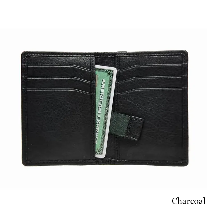 B40291 CHARCOAL Colour Harris Tweed Slim Card Holder Inside View Pockets Gaelsong