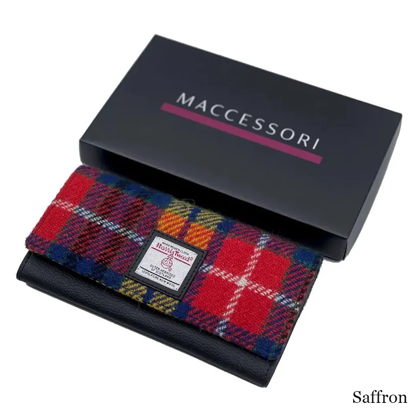 B40292 SAFFRON Colour Women Handmade Harris Tweed Long Wallet with Box Gaelsong